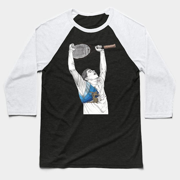 Tennis Pete Sampras Baseball T-Shirt by paulnelsonesch